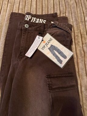 VIP jeans  women Dark Brown Relaxed Cargo Jeans